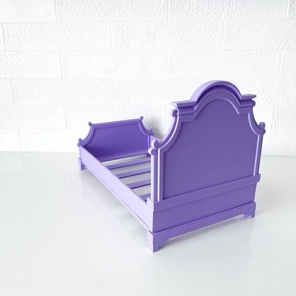 Lavender Tufted Miniature Chesterfield Bed Queen Size 1:6 Scale Barbie Dollhouse - Picture 3 of 7